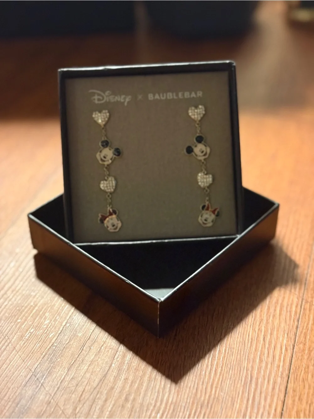 Disney x Baublebar Mickey & Minnie Mouse Rhinestone Heart Dangling  Earrings NWT